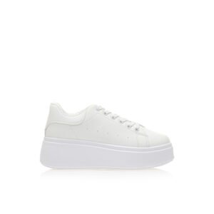 White faux leather platform sneakers
