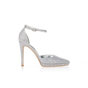 Pointed pumps with rhinestones Silver