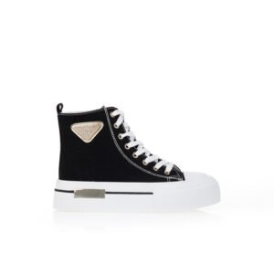 Βlack high-top sneakers with gold details