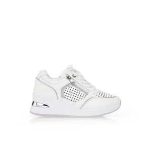 Faux leather sneakers with perforated design White