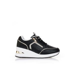 Faux leather sneakers with perforated design