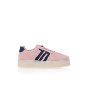 Suede sneakers with black stripes