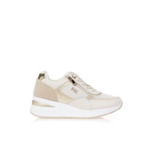 Beige sneakers with decorative zipper