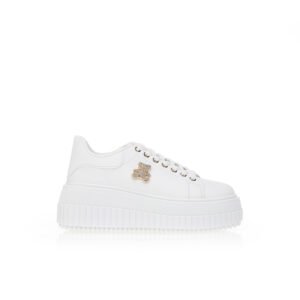 Platform sneakers with teddy bear buckle