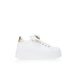 Platform sneakers with gold buckle and details