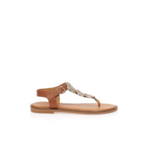 Brown sandals with gold details